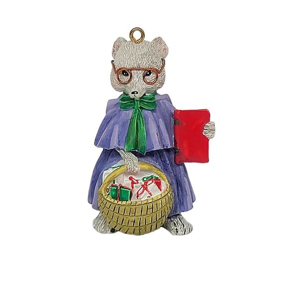 Vtg 1994 House Of Loyd School Teacher Mouse with Basket Glasses Ornament DCI - Picture 1 of 6